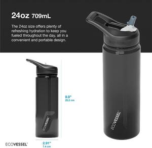 Eco Vessel Športová plastová fľaša so slamkou Wave - BLACK SHADOW WAVE 700 ml