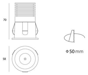 LED2 2250231 RAY S zápustné bodové svietidlo 58mm 6W/480lm 3000K biela