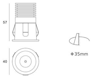 LED2 2250131 RAY XS zápustné bodové svietidlo 40mm 3W/195lm 3000K biela
