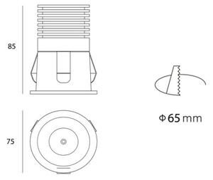 LED2 2250331 RAY M zápustné bodové svietidlo 75mm 10W/850lm 3000K biela