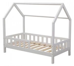 DIP-MAR Detská posteľ domček so šuflíkom a bočnicou R02 biely 80x160 cm