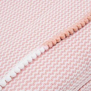 EVIM HOME Jemný tkaný prehoz na pohovku aj posteľ COMFORT s brmbolcom pudrový pudrová 170x230 cm