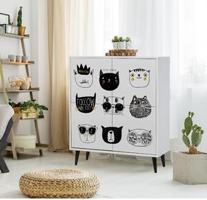 ASIR Skriňa CATS biela, čierna, žltá