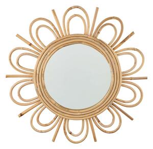 COTTAGE Ratanové zrkadlo v tvare kvetiny