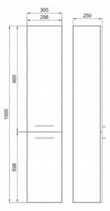 Cersanit Lara, vysoká závesná skrinka 150x30 cm, biela lesklá, S926-007-DSM