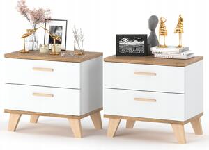 FoxBox Nočné stolíky Artisan biely/dub wotan 2x