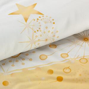 Eurofirany Bavlnené vianočné posteľné prádlo Christmas Tree Gold Bavlnený satén 1x70x80,1x140x200 cm