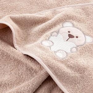 Eurofirany Bavlnené detské uteráky BABY s vyšívanou aplikáciou medvedíka bežová Bavlna 50x90 cm