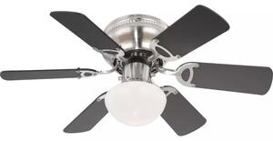 GLOBO 0307 UGO stropný ventilátor s osvetlením na päticu E27 760 mm s ťahovým vypínačom nikel