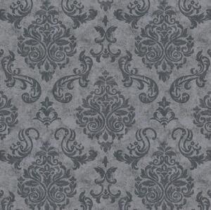 Vliesové tapety na stenu Pop Style 37483-3, rozmer 10,05 m x 0,53 m, design s vejárovitými motívmi čierne, zlaté a modré s metalickým efektem, A.S. Création