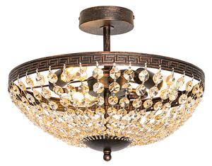 Klasické stropné svietidlo bronzové a krištáľové 3-svetlo - Mondrian