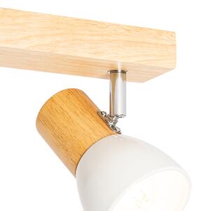 Stropné bodové svietidlo drevené s bielym nastaviteľným 3-svetlom - Thorin