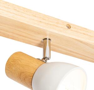 Stropné bodové svietidlo drevené s bielym nastaviteľným 4-svetlom - Thorin