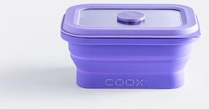 Skladacia silikónová krabička na jedlo coox 250 ml so skleneným viečkom Farba: lila
