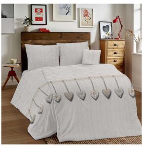 Bavlnené posteľné obliečky Visiace srdiečka béžové Made in Italy