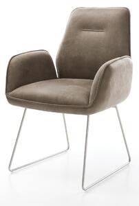 DELIFE Jedálenská stolička Zoa-Flex mikrovlákno taupe vintage tenká podstava nerezová oceľ vrecková pružina