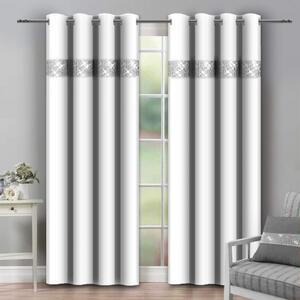 Záves na kruhoch so zirkónmi 140x250 cm biely Farba Biela Rozmery 140x250 cm