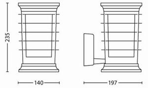 Philips 15280/54/PN Patio nástenné exteriérové svietidlo 1xE27 IP44 čierna, sivá patina