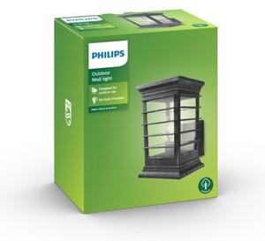 Philips 15280/54/PN Patio nástenné exteriérové svietidlo 1xE27 IP44 čierna, sivá patina