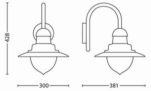 Philips 01652/30/PN Raindrop nástenné exteriérové svietidlo 1xE27 IP44 čierna