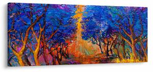 Obraz - jesenné koruny stromov, moderný impresionizmus (120x50 cm)