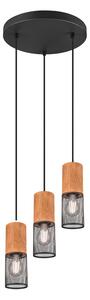 TRIO 304330332 TOSH závesné svietidlo D280mm 3xE27 matná čierna, drevo