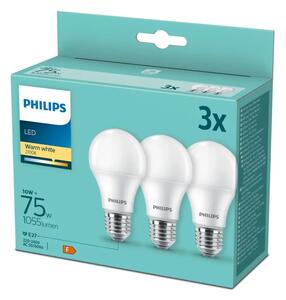 Philips 8718699775544 LED žiarovka E27 10W/75W 1055lm A60 2700K 3-set