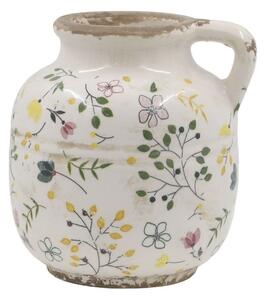 Béžový antik keramický džbán s kvetmi Cavaillon - 13*13 cm - Chic Antique