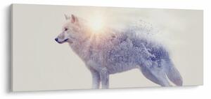 Obraz - Arktický vlk zrkadliaci divokú krajinu (120x50 cm)