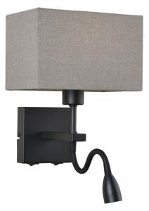 Italux WL-1122-2-BL-BM-RC-GR LED nástenné svietidlo Norte 1x60W+3W/350lm E27+LED 3000K matná čierna, šedá