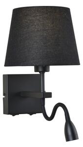 Italux WL-1122-2-BL-BM-RO-BL LED nástenné svietidlo Norte 1x60W+3W/350lm E27+LED 3000K matná čierna