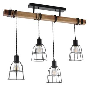 Italux PND-4290-4-L závesné svietidlo Ponte 4x60W E27 čierna, drevo