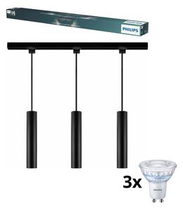 Philips-LED stmievateľný luster na lanku v lištovom systéme EASYLINK 3xGU10/6,2W/230V 1m čierna