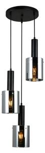 Italux PND-5581-3A-BK+SG závesné svietidlo Sardo D330mm 3x40W E27 čierna, dymové sklo
