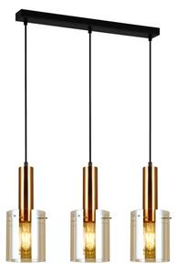 Italux PND-5581-3-BRO+AMB závesné svietidlo Sardo 3x40W E27 mosadz, jantárová