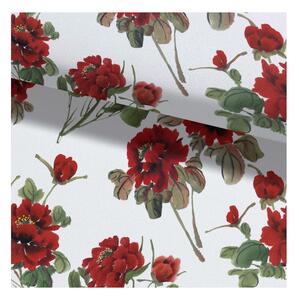 Vzorovaná látka MIGD116 Červené kvety, šírka 150 cm