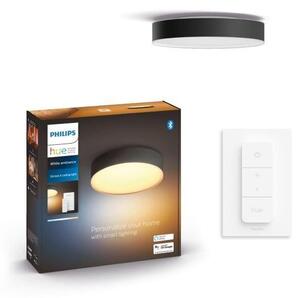 Philips HUE LED White Ambiance 41158/30/P6 Enrave S stropné svietidlo 9,6W 1220lm 2200-6500K 26,1cm čierne stmievateľné BlueTooth + HUE Switch
