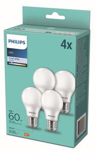 Philips 8718699718077 LED žiarovka E27 8W/60W 806lm A60 4000K 4-set