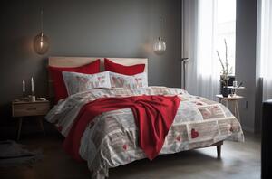 Bavlnené posteľné obliečky Shabby love červené srdiečka Made in Italy