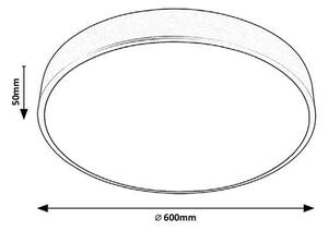 RABALUX 3317 Tesia stropné svietidlo LED D600mm 60W/5000lm 3000-6000K strieborná, biela, stmievateľné, diaľkové ovládanie