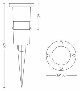 Philips 17481/30/P0 Puled vonkajšie zapichovacie svietidlo GU10 1x5W 395lm 2700K IP44 čierne