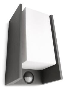 Philips 16352/93/PN Bridge vonkajšie nástenné svietidlo E27 1x42W IP44 antracitové s pohybovým čidlom