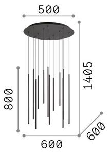 Ideal Lux 341095 FILO závesné svietidlo D600mm LED 19W 1750/1520lm 2700K čierna