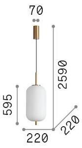 Ideal Lux 314952 UMILE-2 závesné svietidlo LED 20W 2000/1420lm 3000K zlatá, biela