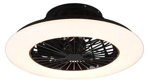 TRIO R62522132 STRALSUND stropné svietidlo s ventilátorom LED D500mm 30W/2200lm 3000-6500K matná čierna, stmievateľné, diaľkový ovládač, starlight efekt