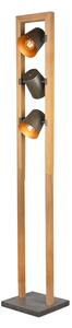 TRIO 401900367 BELL stojacia lampa 3xE14 antický nikel, drevo