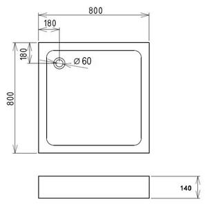 LOR 80 x 80 Sprchová vanička štvorec, akrylát