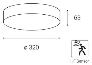 LED2 5200154 DRUM exteriérové stropné svietidlo LED so senzorom D320mm 21W/1680lm 3000K/4000K/6500K IP65 antracit