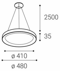 LED2 3271853 BELLA SLIM P závesné svietidlo LED D480mm 38W/2660lm 3000K/4000K čierna