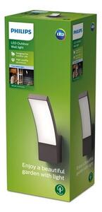Philips 8719514417694 Splay vonkajšie nástenné svietidlo LED 12W/1200lm 4000K IP44 antracit